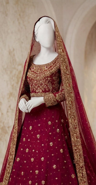 Damana | Lehenga | Stitched | Red