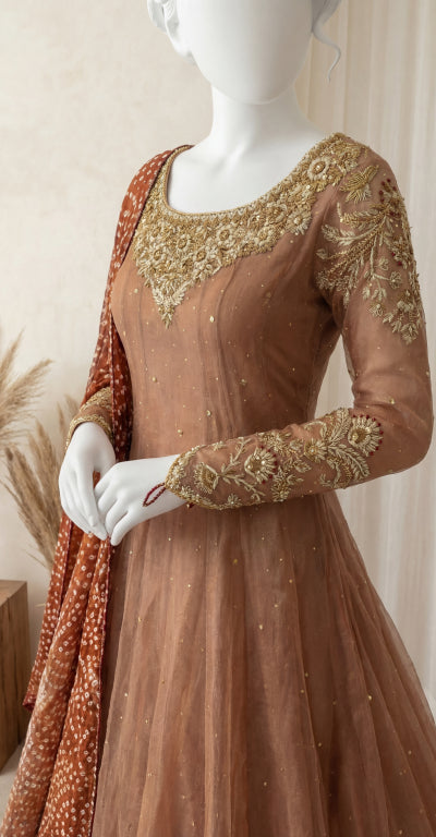 Ramisha | Maxi | Stitched | Rust & Maroon