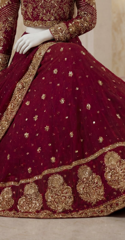 Damana | Lehenga | Stitched | Red