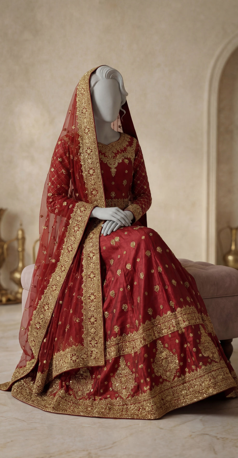 Ushna | Lehenga | Red