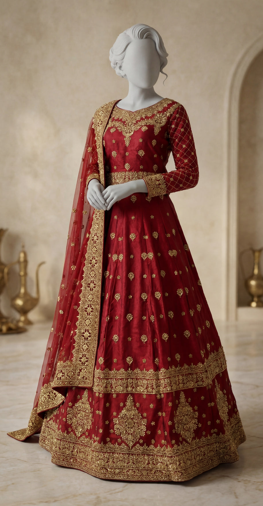 Ushna | Lehenga | Red